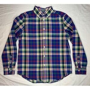 Polo Ralph Lauren Blue Plaid Cotton Button Down Shirt Boy's Size L (16-18) - NWT